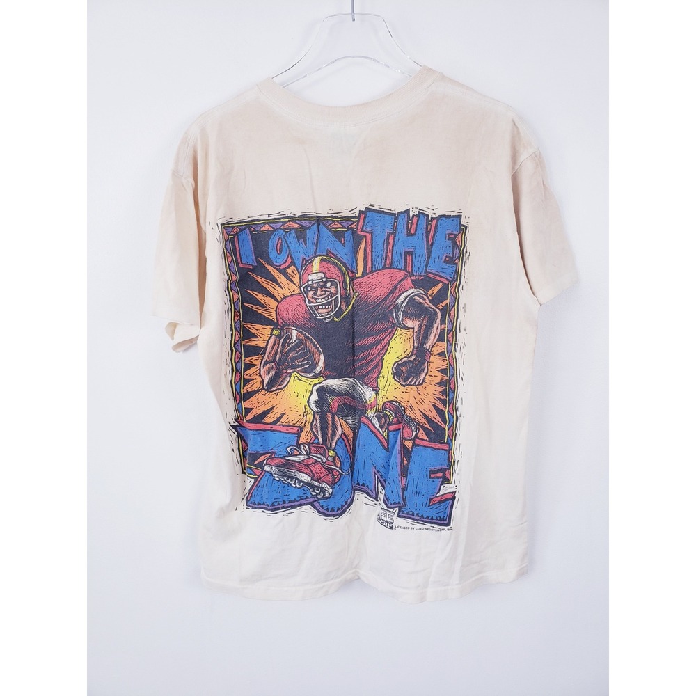 Vintage 90s Coed Naked Tee I Own The Zone Football Graphic Short Sleeve Large